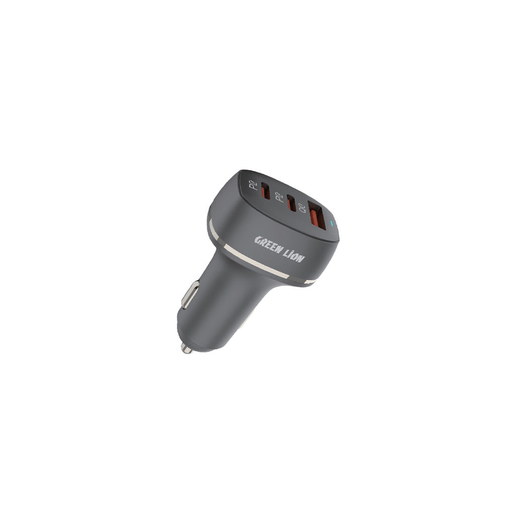 Green Lion Car Charger QC+PD+PD 50W with TC-lPH Data cable1m Black
