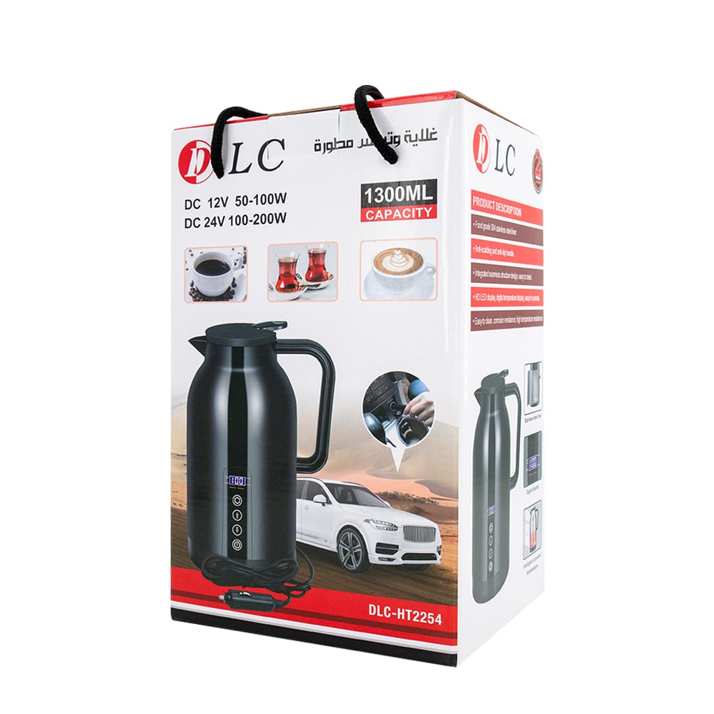 Car Electric Kettle with 1.3 Litre Capacity, DLC-HT2254 – Black