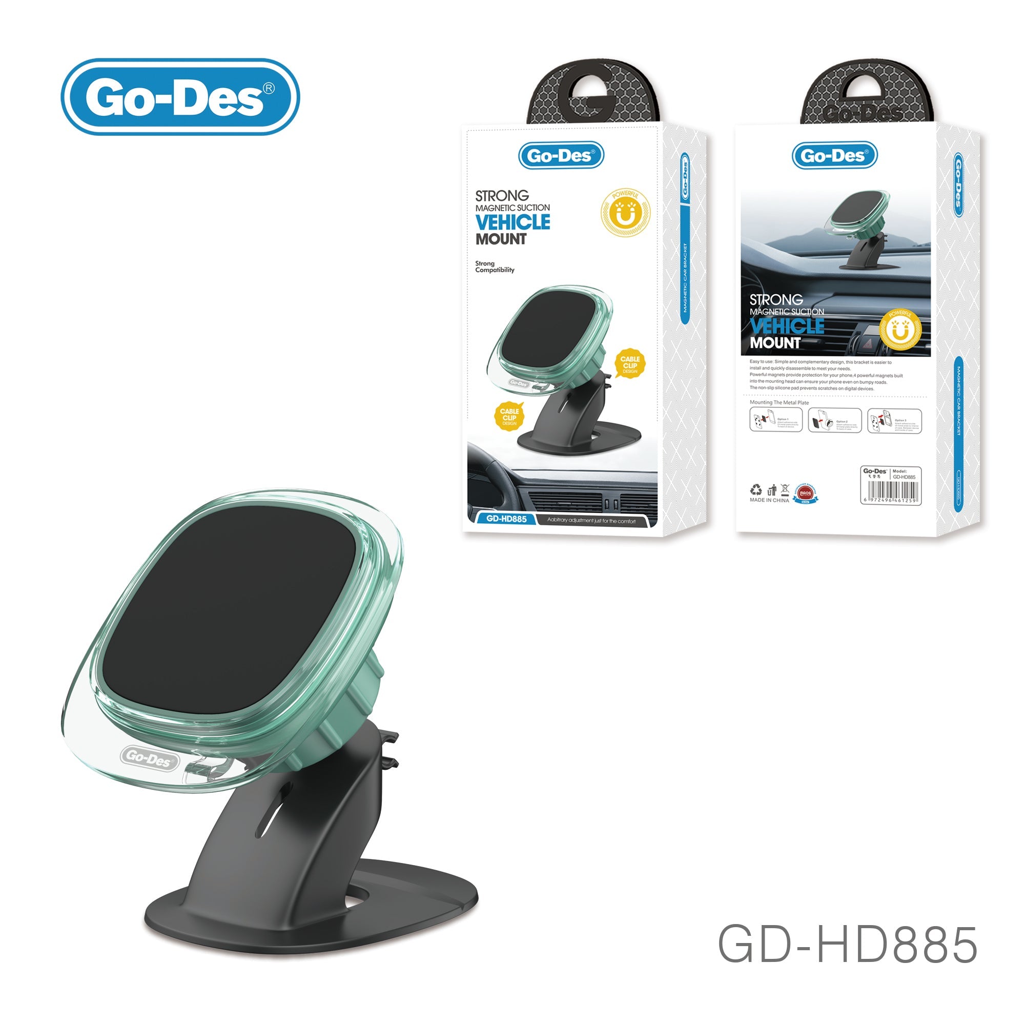 Go-Des 360 Degree Rotating Dashboard Universal mobile Phone Holder Mobile Magnetic Car Phone Mount For Smart Phone