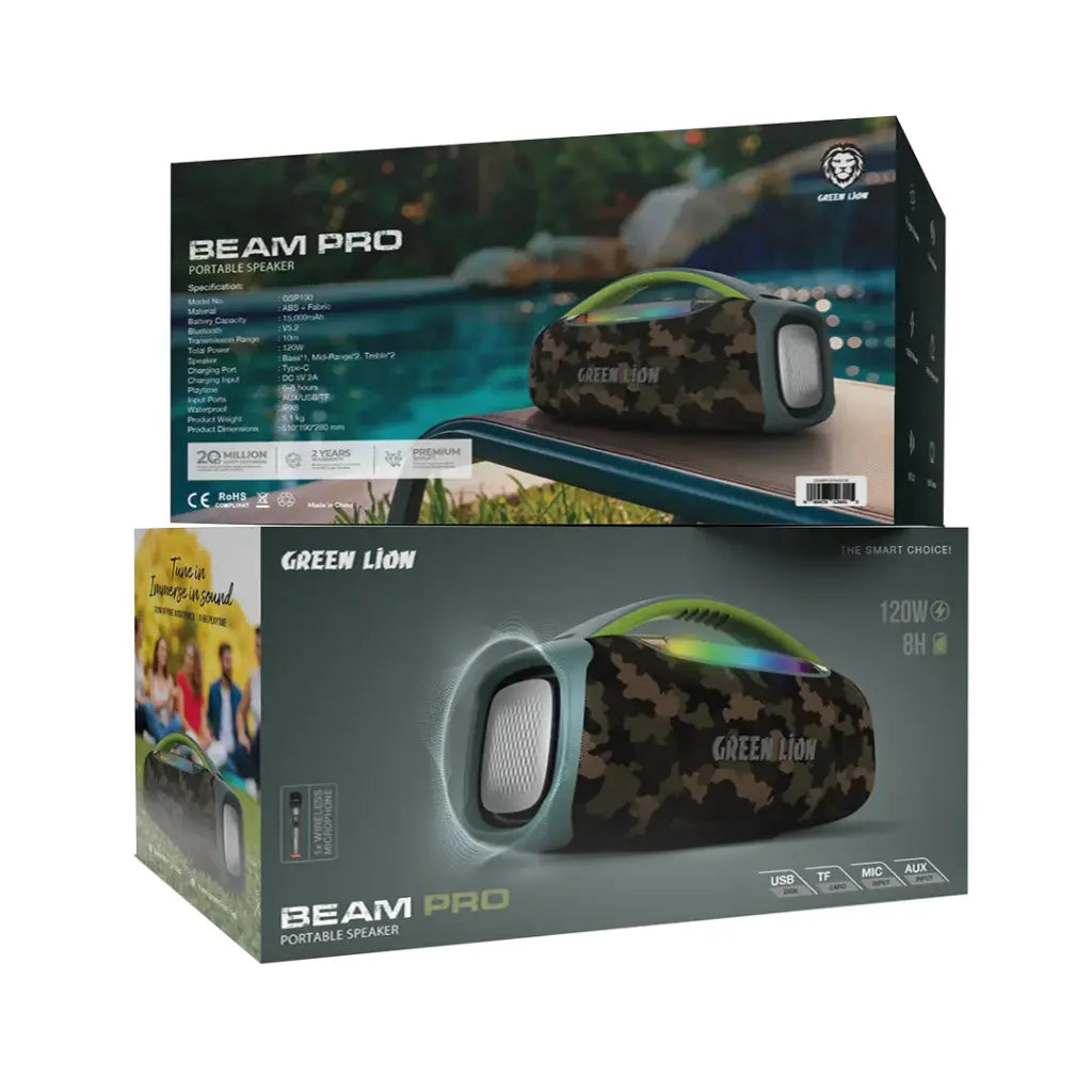 Green Lion Beam Pro Portable Speaker with Microphone 120W Green Lion Beam Pro Portable Speaker with Microphone 120W Green Lion Beam Pro Portable Speaker with Microphone 120W