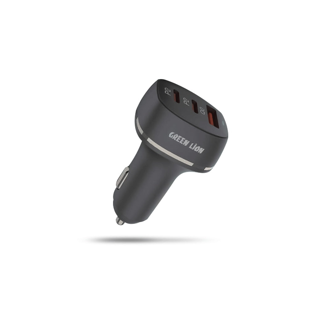Green Lion Car Charger QC+PD+PD 50W with TC-lPH Data cable1m Black
