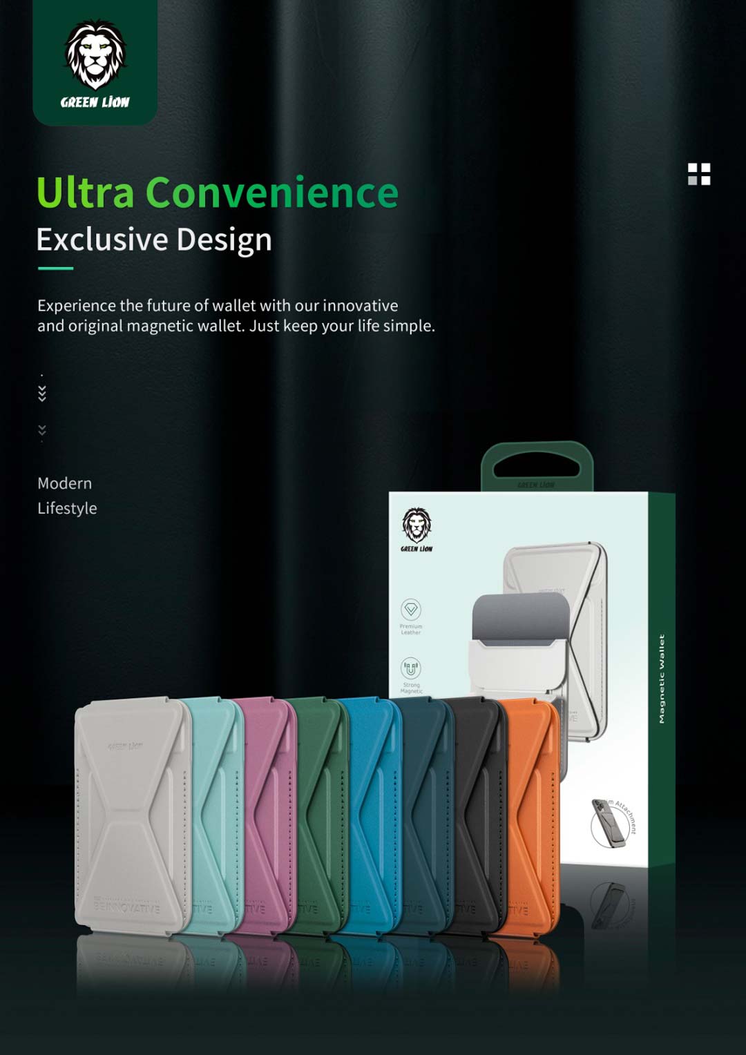 Green Lion Magnetic Wallet MagSafe Compatible