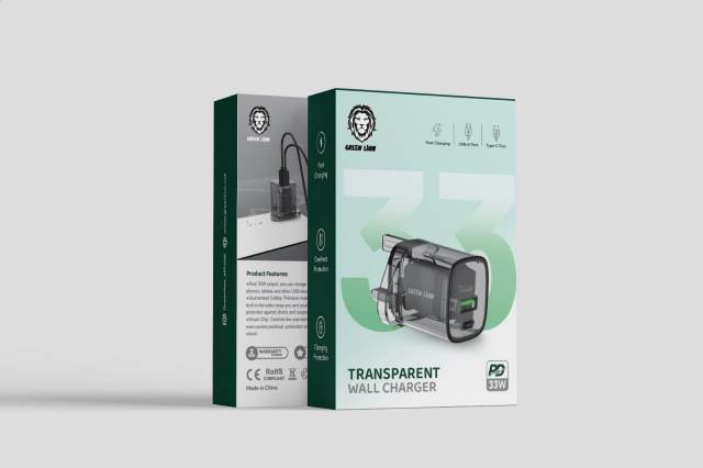 Green Lion Transparent Wall Charger 33W - USB A & C