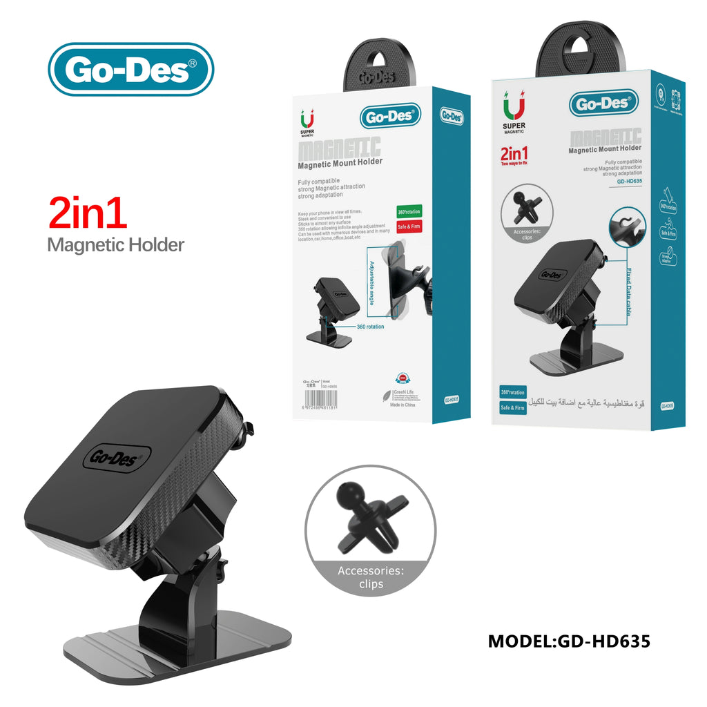 Go-Des Windshield Car Phone Holder Mount Dashboard Suction Cup Magnetic Phone Car Holder