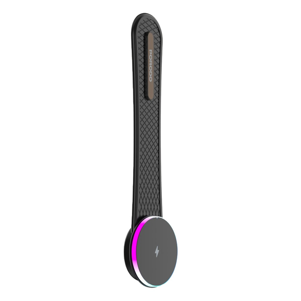 Porodo 15W Magnetic Wireless Car Mount with Dual Port Car Charger & C-C Cable 1M- Black