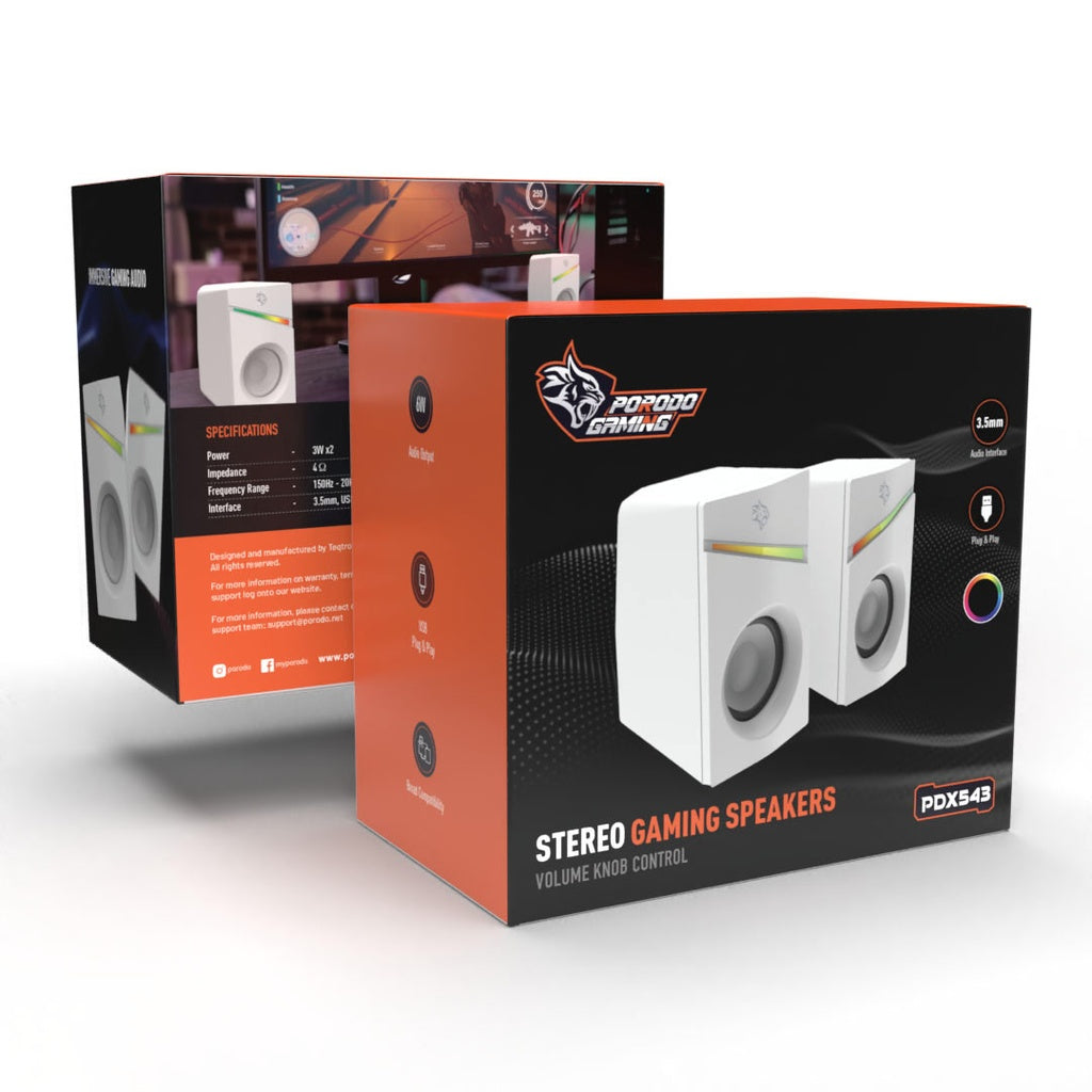 Porodo Gaming Stereo Speakers Volume Knob Control
