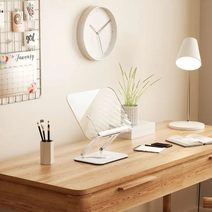 Porodo Transparent 360% Rotatable and Angle Adjustable Tablet Stand - White