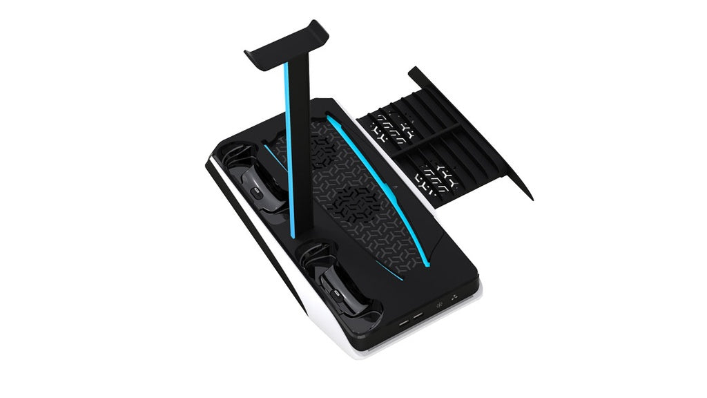 Porodo Gaming Multi-Function PS5 and Headphone Cooling and Charging Hub - Black/White